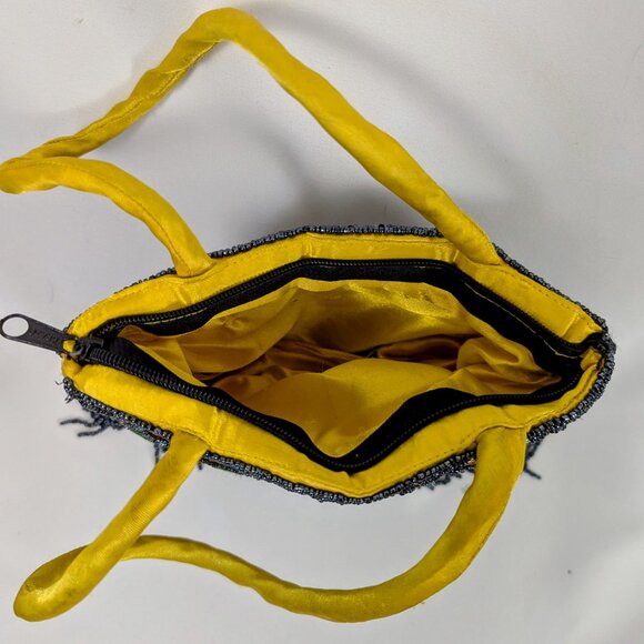 Vibrant Yellow Embellished Boho Purse with Beaded Fringe - Picture 7 of 7